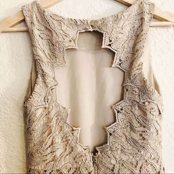 Alice + Olivia Grey Metallic Lace Sheath Dress - Picture 7 of 8